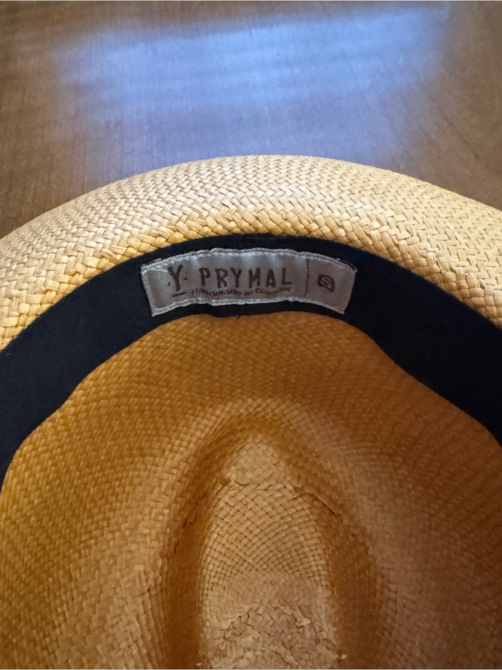 Y Prymal Straw Panama Hat with Pink Band, Sz S - Picture 3 of 3